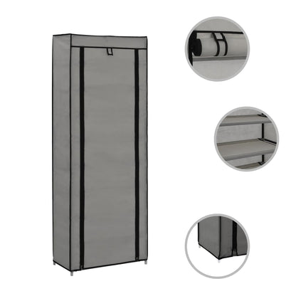 Craft Shoe Cabinet Gray Polypropylene & Iron 10 Tiers