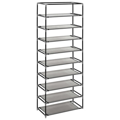 Craft Shoe Cabinet Gray Polypropylene & Iron 10 Tiers