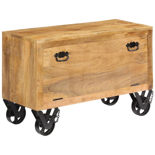 Mode Shoe Cabinet Natural Mango Wood 2 Compartments On Wheels