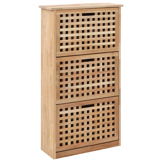 Mode Shoe Organizer Natural Solid Walnut 3 Compartments Tall & Narrow