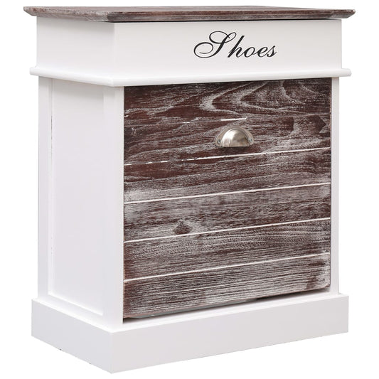 Earth Shoe Cabinet Brown & White Paulownia wood 5 Compartments Rectangular
