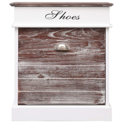 Earth Shoe Cabinet Brown & White Paulownia wood 5 Compartments Rectangular