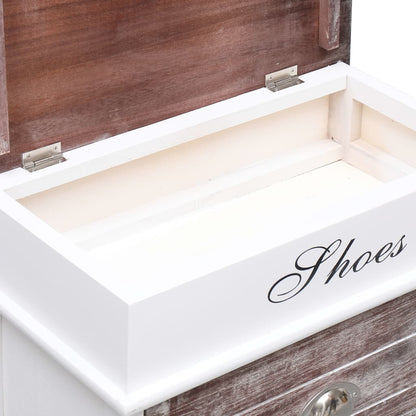 Earth Shoe Cabinet Brown & White Paulownia wood 5 Compartments Rectangular