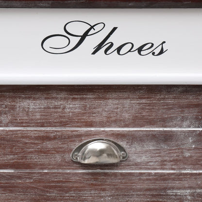 Earth Shoe Cabinet Brown & White Paulownia wood 5 Compartments Rectangular