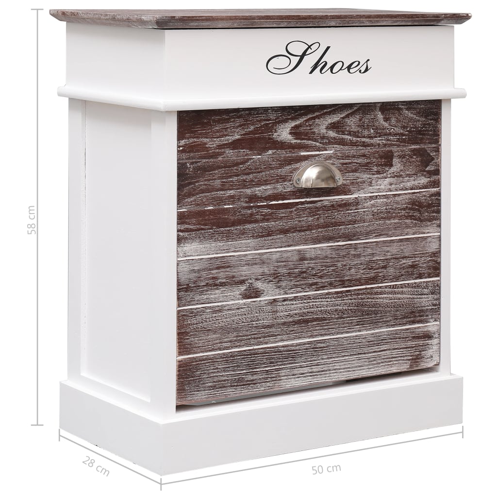 Earth Shoe Cabinet Brown & White Paulownia wood 5 Compartments Rectangular