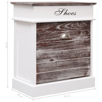 Earth Shoe Cabinet Brown & White Paulownia wood 5 Compartments Rectangular
