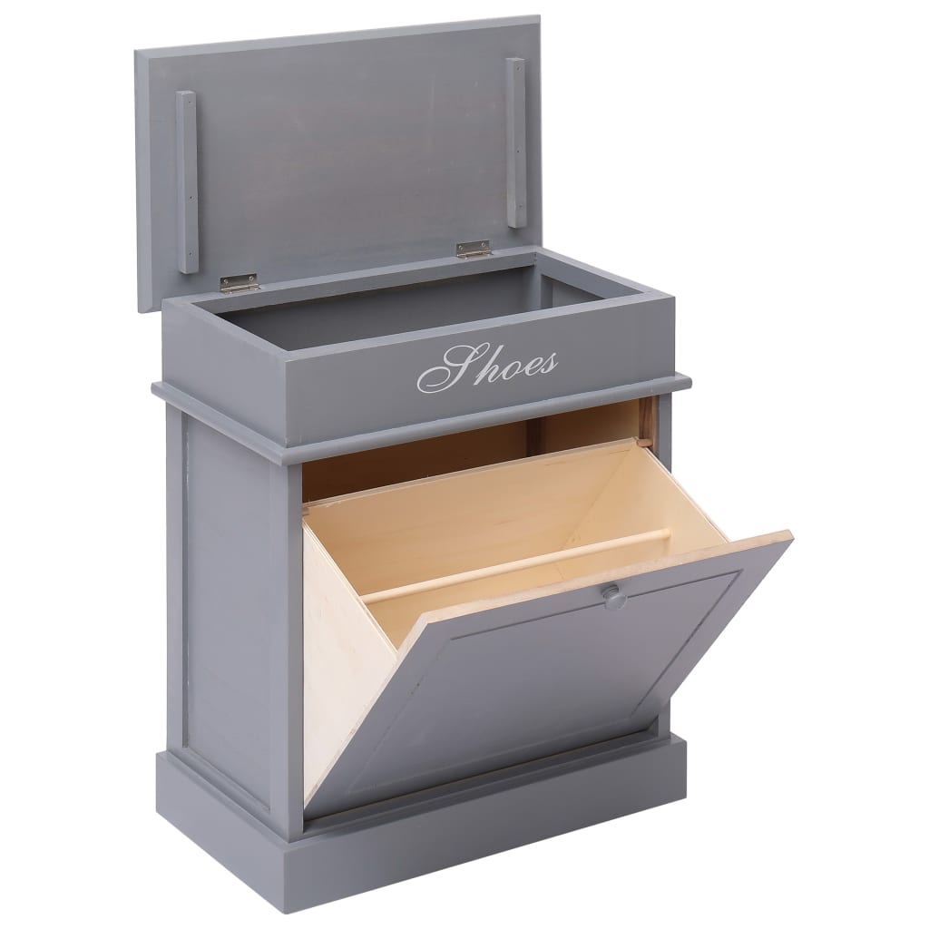 Earth Shoe Cabinet Gray Paulownia wood 5 Compartments Rectangular