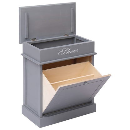Earth Shoe Cabinet Gray Paulownia wood 5 Compartments Rectangular