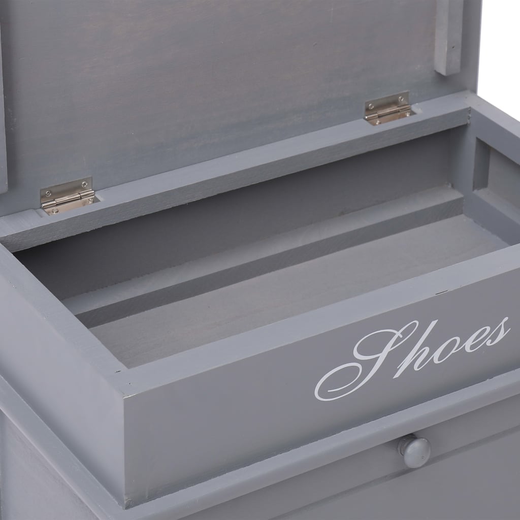 Earth Shoe Cabinet Gray Paulownia wood 5 Compartments Rectangular