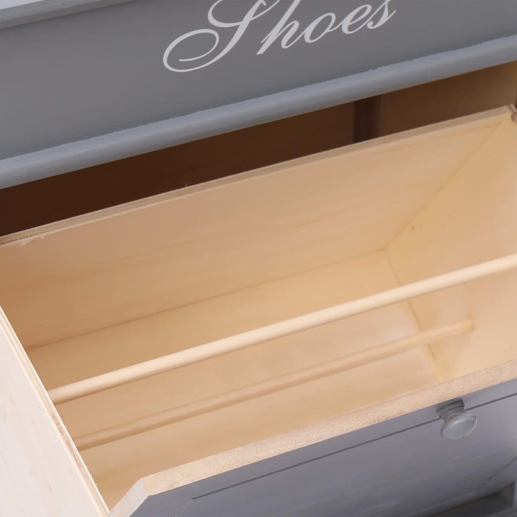 Earth Shoe Cabinet Gray Paulownia wood 5 Compartments Rectangular