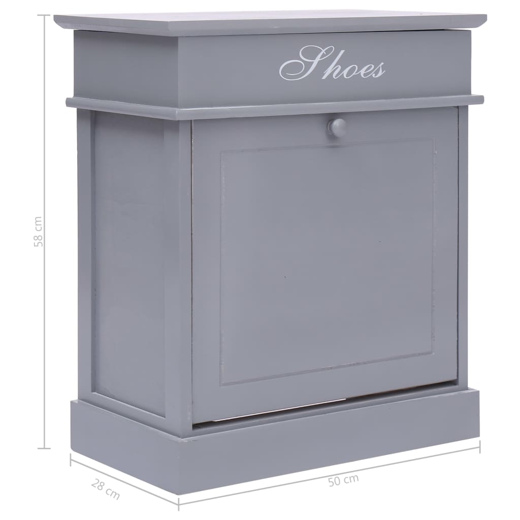 Earth Shoe Cabinet Gray Paulownia wood 5 Compartments Rectangular