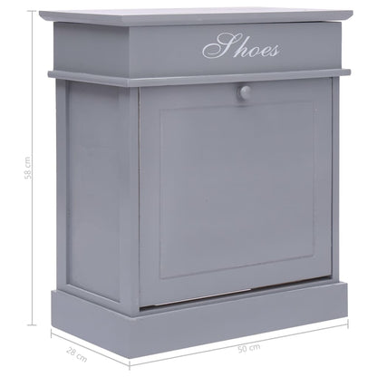 Earth Shoe Cabinet Gray Paulownia wood 5 Compartments Rectangular