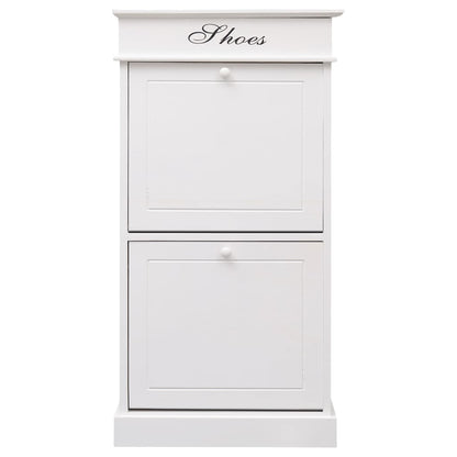 Craft Shoe Cabinet Brown & White Paulownia wood 2 Compartments Tall