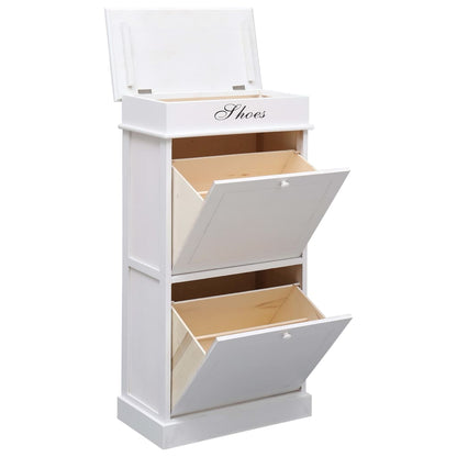 Craft Shoe Cabinet Brown & White Paulownia wood 2 Compartments Tall