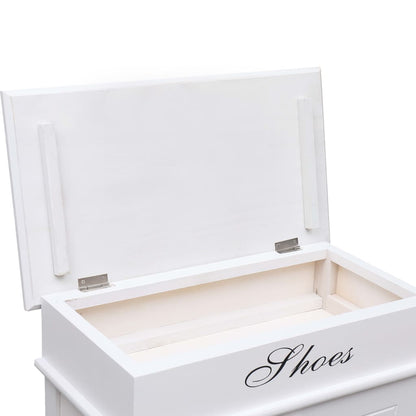 Craft Shoe Cabinet Brown & White Paulownia wood 2 Compartments Tall
