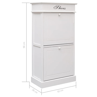 Craft Shoe Cabinet Brown & White Paulownia wood 2 Compartments Tall