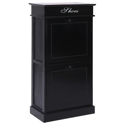 Craft Shoe Cabinet Brown & White Paulownia wood 2 Compartments Tall