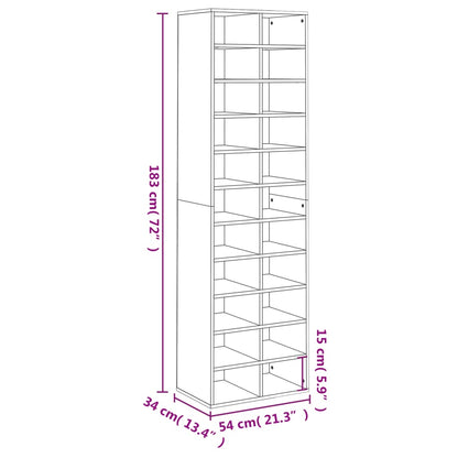 Shoe Rack Sonoma Oak 24 Compartments Tall & Skinny