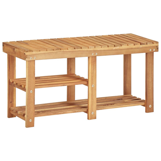 Mode Shoe Rack Natural Solid Acacia Compact 3 Tiers & 4 Compartments