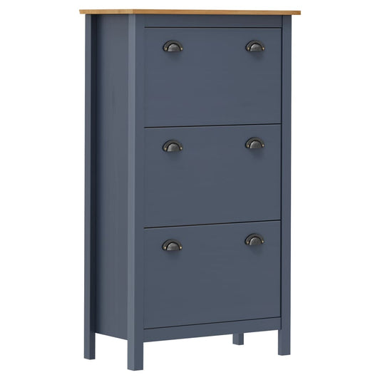 Earth Shoe Cabinet Brown & White Paulownia Wood 3 Compartments Tall