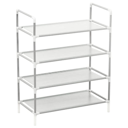 Shoe Rack Silver Metal & Non-Woven Fabric 4 Tiers