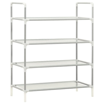 Shoe Rack Silver Metal & Non-Woven Fabric 4 Tiers