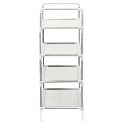 Shoe Rack Silver Metal & Non-Woven Fabric 4 Tiers