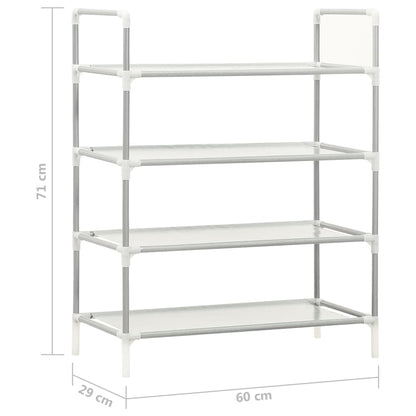 Shoe Rack Silver Metal & Non-Woven Fabric 4 Tiers