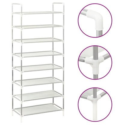 Shoe Rack Silver Metal & Non-Woven Fabric 8 Tiers