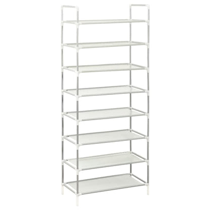 Shoe Rack Silver Metal & Non-Woven Fabric 8 Tiers