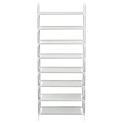 Shoe Rack Silver Metal & Non-Woven Fabric 8 Tiers