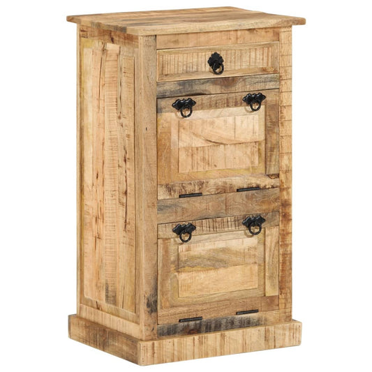 Shoe Cabinet Solid Walnut 3 Compartments Rectangular