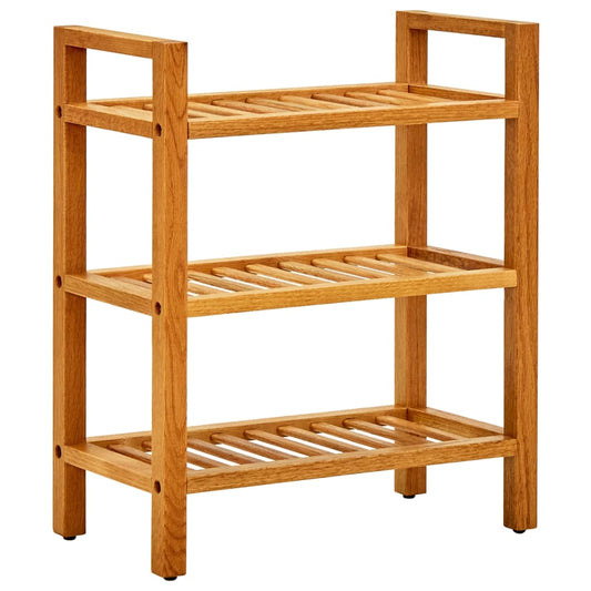 Shoe Rack Natural Solid Oak 3 Tiers