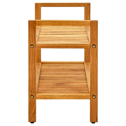 Shoe Rack Natural Solid Oak 2 Tiers