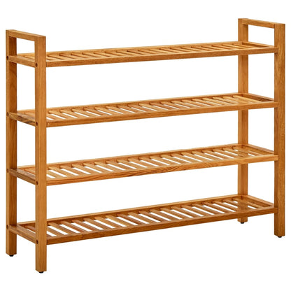 Shoe Rack Natural Solid Oak 4 Tiers