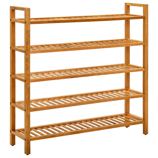 Shoe Rack Natural Solid Oak 5 Tiers
