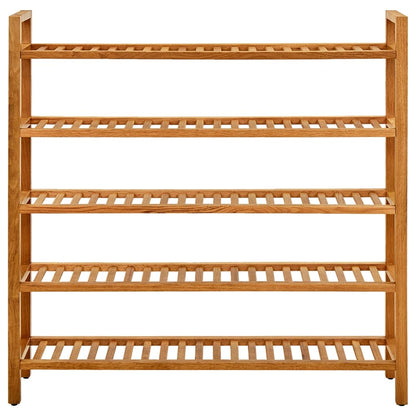 Shoe Rack Natural Solid Oak 5 Tiers
