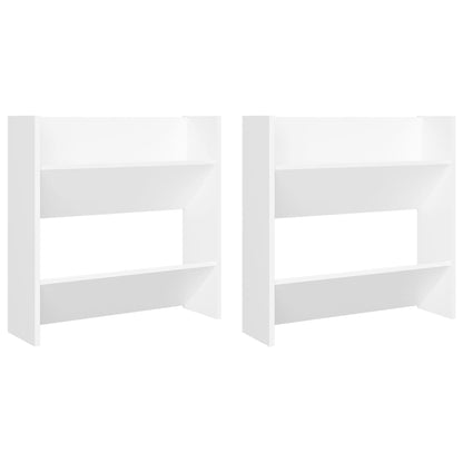 Set of 2 Modern 30" Wall Mounted Pine Shoe Cabinet With 2 Tiers