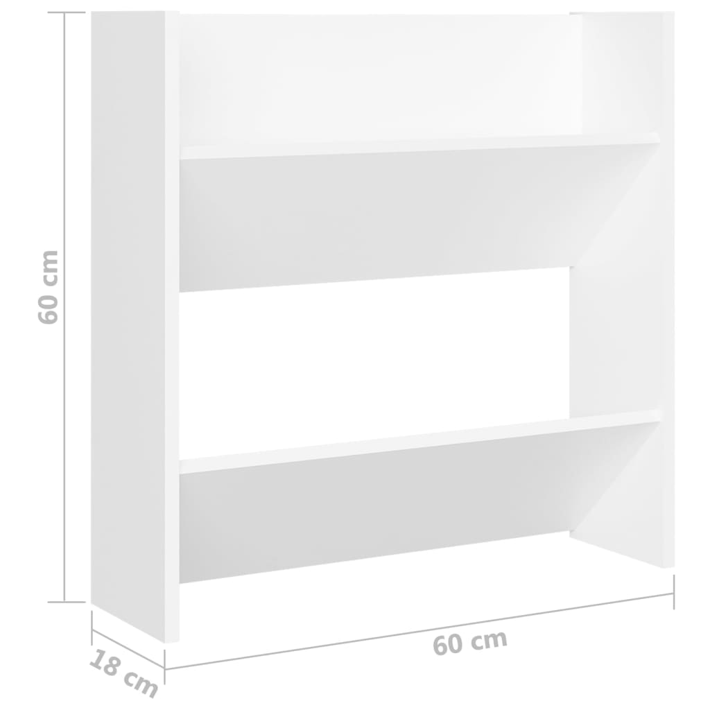 Set of 2 Modern 30" Wall Mounted Pine Shoe Cabinet With 2 Tiers