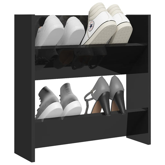 4 Pair Modern 23" Wall Mounted Pine Shoe Cabinet With 2 Tiers