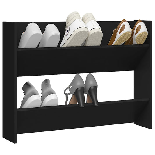 6 Pair Modern 30" Wall Mounted Pine Shoe Cabinet With 2 Tiers
