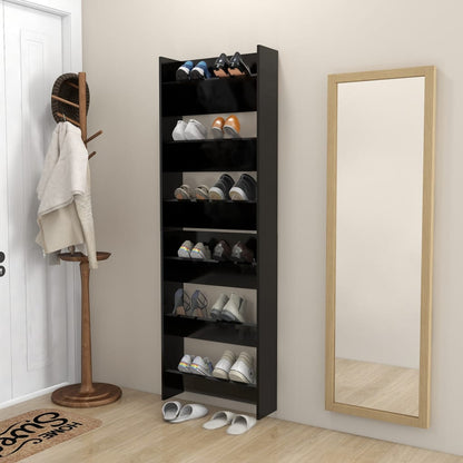 Set of 2 Modern 23" Wall Mounted Pine Shoe Cabinet With 3 Tiers