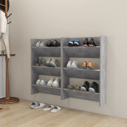 Set of 2 Modern 23" Wall Mounted Pine Shoe Cabinet With 3 Tiers
