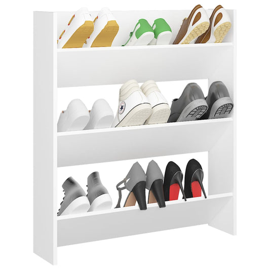9 Pair Modern 23" Wall Mounted Pine Shoe Cabinet  With 3 Tiers