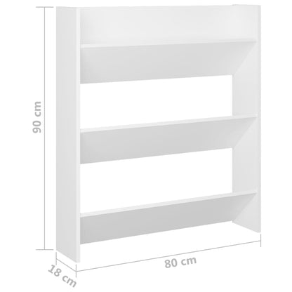 9 Pair Modern 23" Wall Mounted Pine Shoe Cabinet  With 3 Tiers