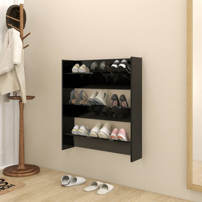 9 Pair Modern 23" Wall Mounted Pine Shoe Cabinet  With 3 Tiers