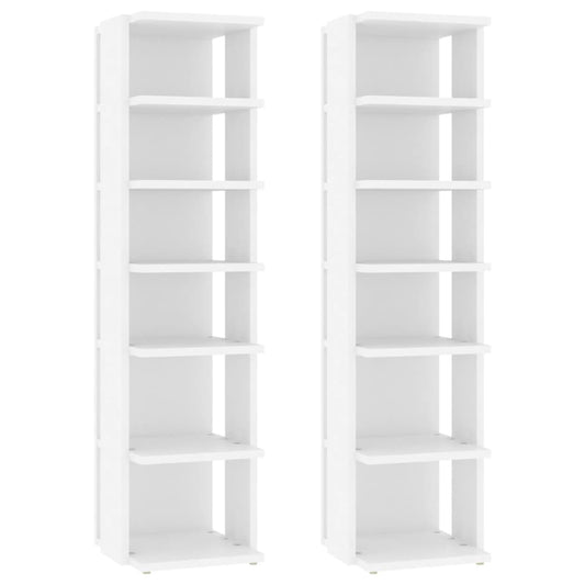 Shoe Cabinet Set Of 2 Sonoma Oak 12 Compartments Tall & Skinny