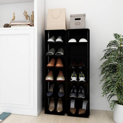 Shoe Cabinet Set Of 2 Sonoma Oak 12 Compartments Tall & Skinny