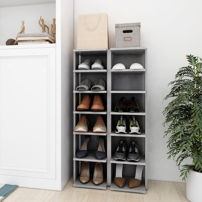 Shoe Cabinet Set Of 2 Sonoma Oak 12 Compartments Tall & Skinny