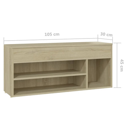 Shoe Storage Bench Sonoma Oak 3 Compartments Wide & Long